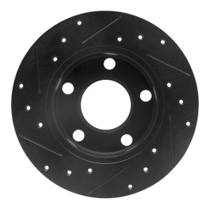 Audi 5000S Quattro Brake Rotor (1) - Rear Right - R1 Concepts - Drilled & Slotted - Black - `85-`00